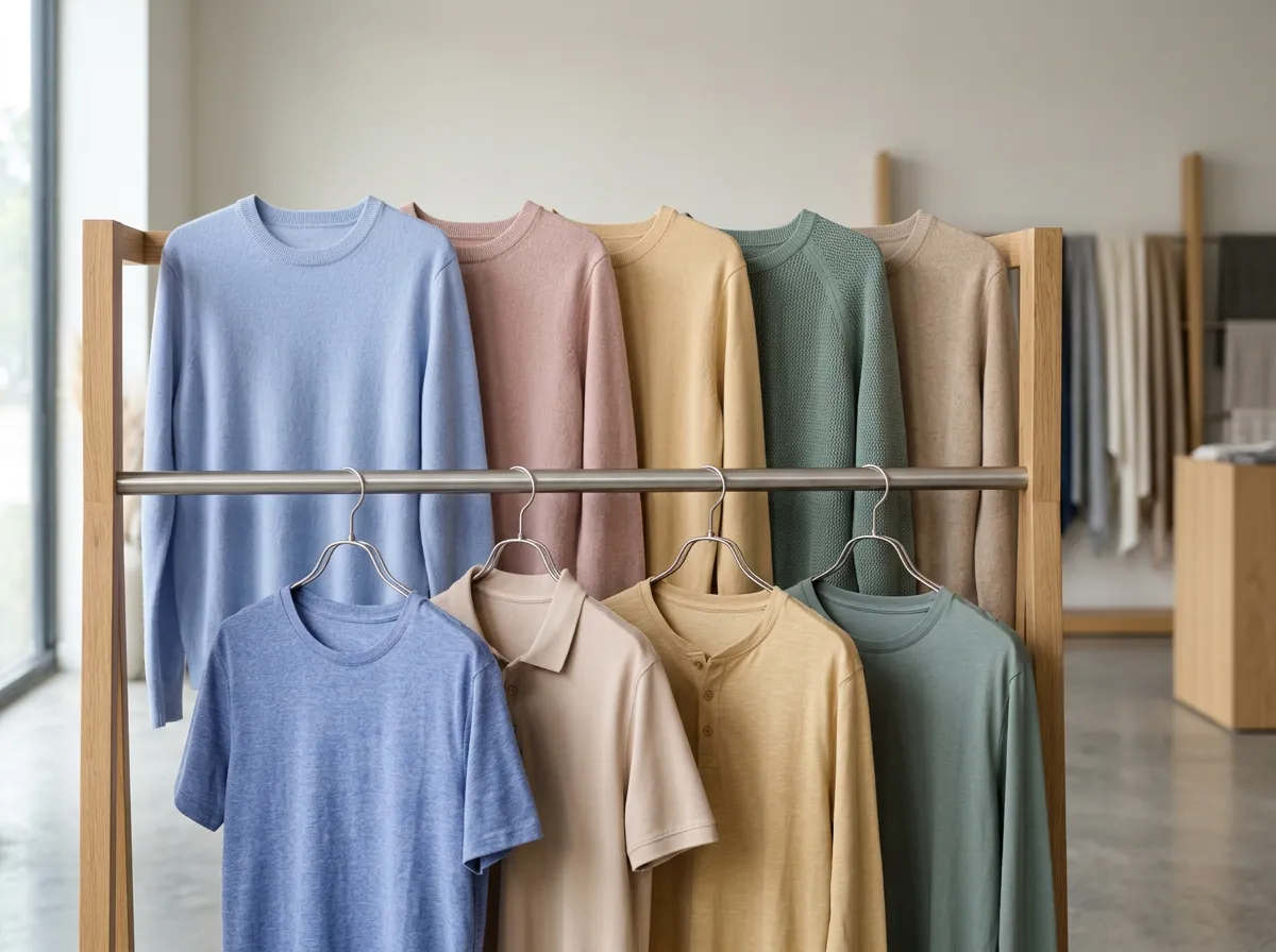 Ropa básica doblada en estante